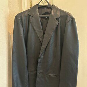 NWOT Men's Jones New York Black Leather Jacket Coat 38R